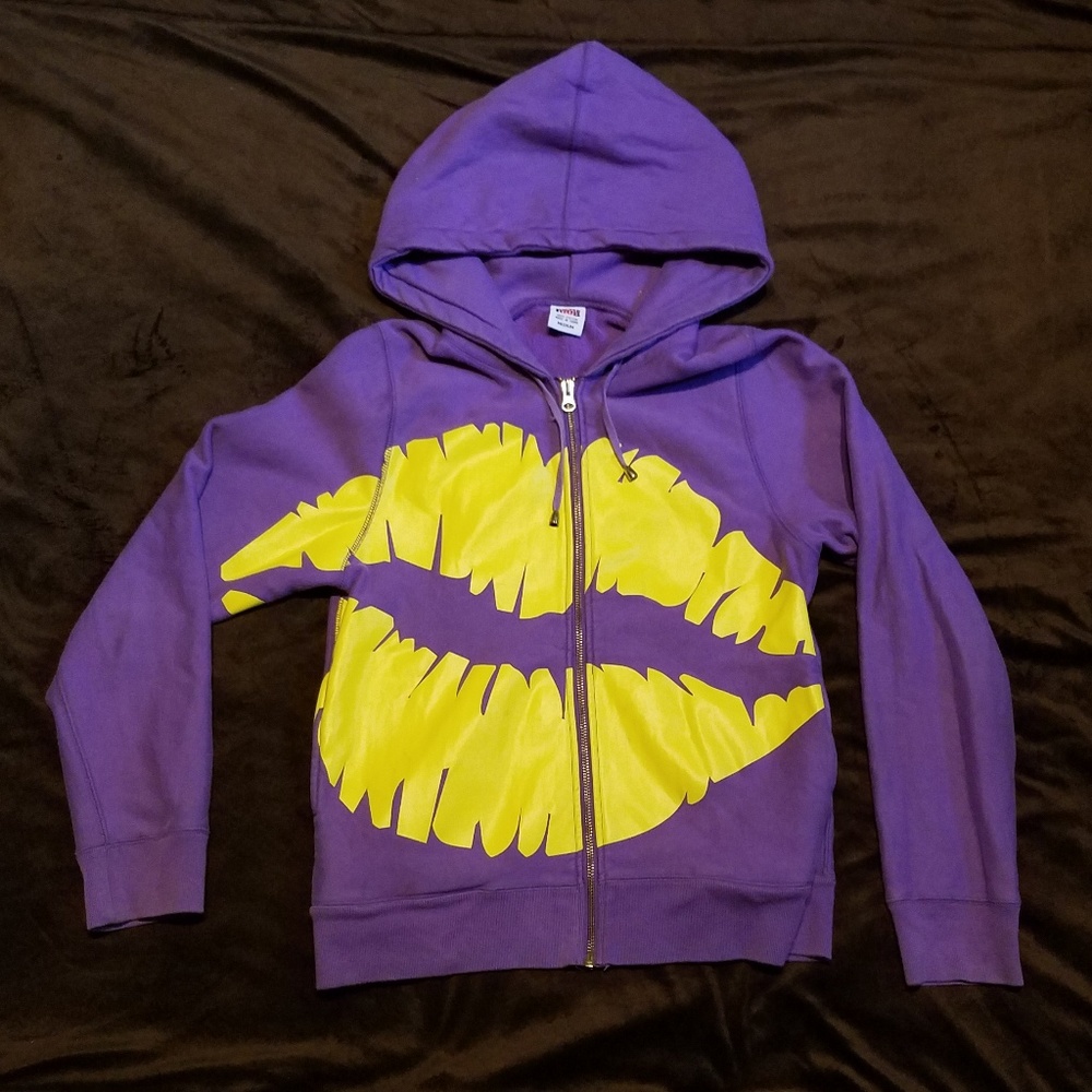 Married to the Mob purple & yellow hoodie jacket - Picture 2 of 6
